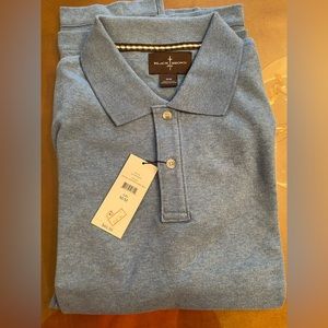 Macy’s Black Brown brand heather blue polo 100% cotton